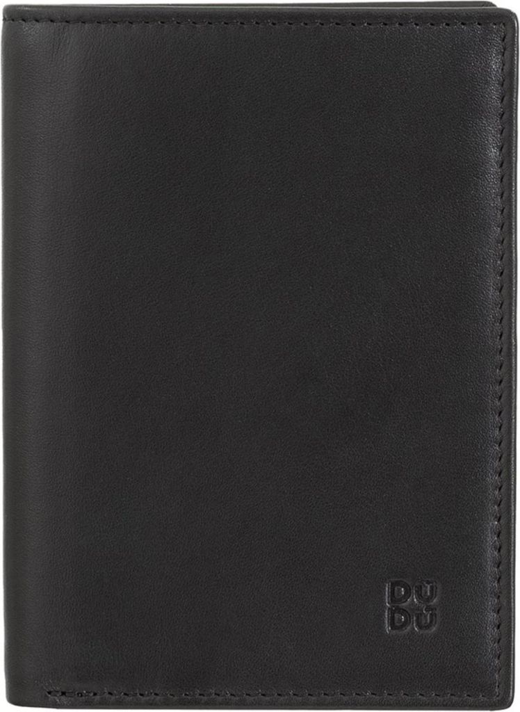 DUDU Geldbeutel Portemonnaie SCHWARZ BUNT Echtleder leicht dünn praktisch Damen