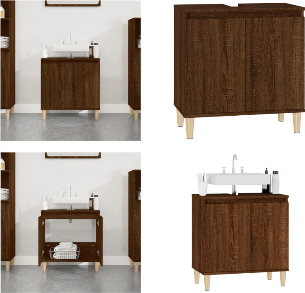 Mobiletto Sottolavabo Rovere Marrone 58x33x60 cm | Arredo Bagno Smart