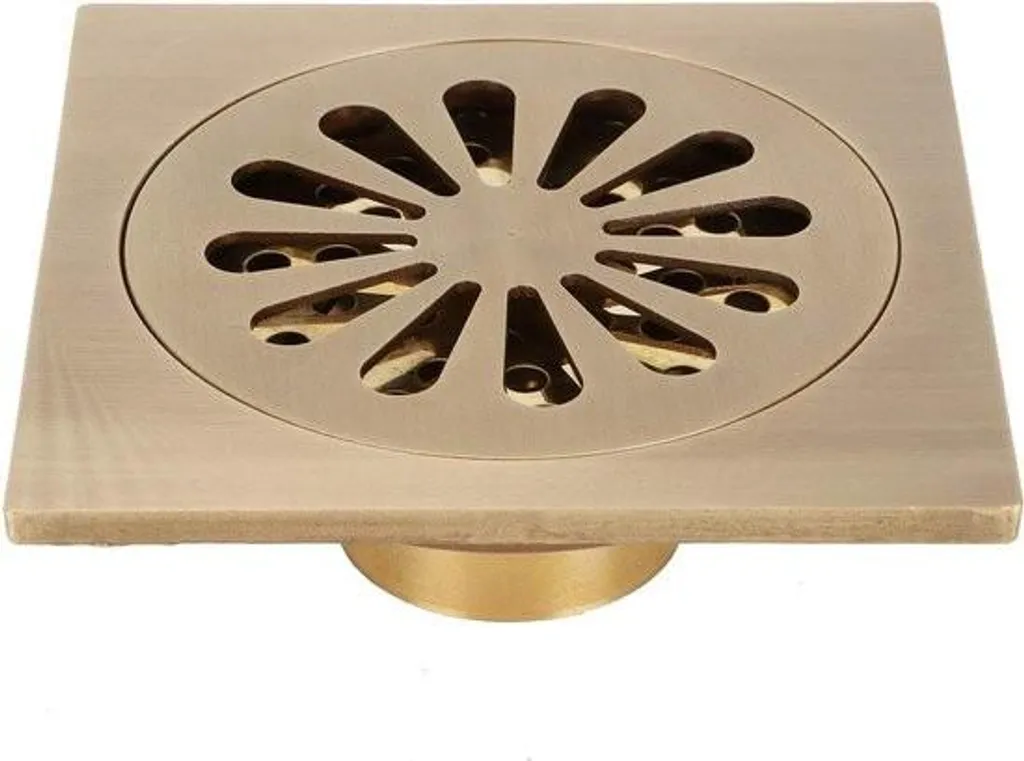Piletta Bagno Oro Antico Quadrata - Scarico Doccia Ottone Dorato