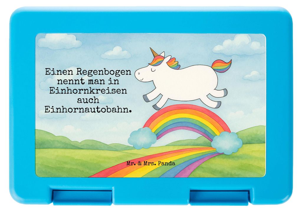 Mr. & Mrs. Panda Frischhaltedose Einhorn Regenbogen Design - Weiß - Geschenk, Essensbox, Glitzer, Erwachsenwerden, Vorratsbehälter, Unicorn, Einh...