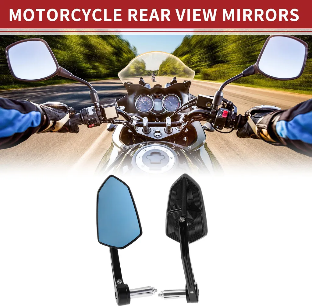 Rétroviseurs Moto Anti-Vibration en Aluminium Noir Montage M6
