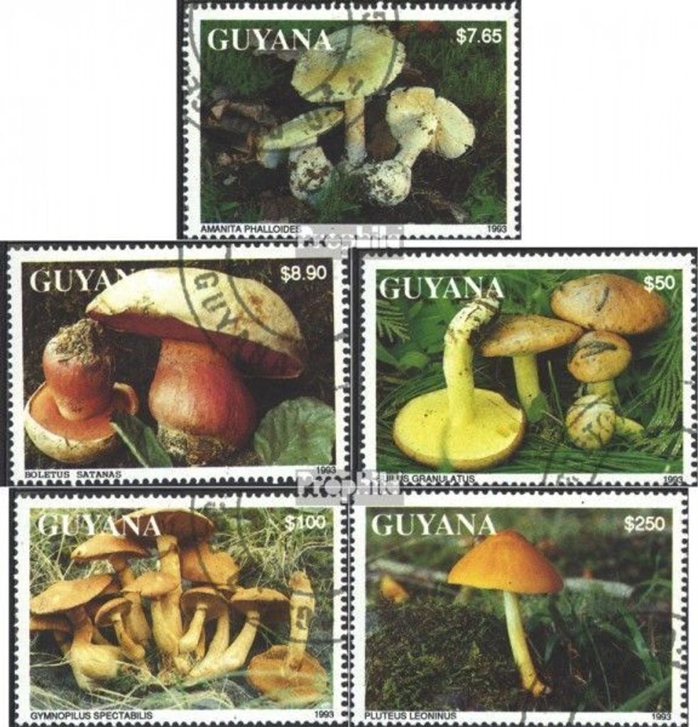 Briefmarken Guyana 1993 Mi 4136-4140 (kompl.Ausg.) gestempelt Pilze