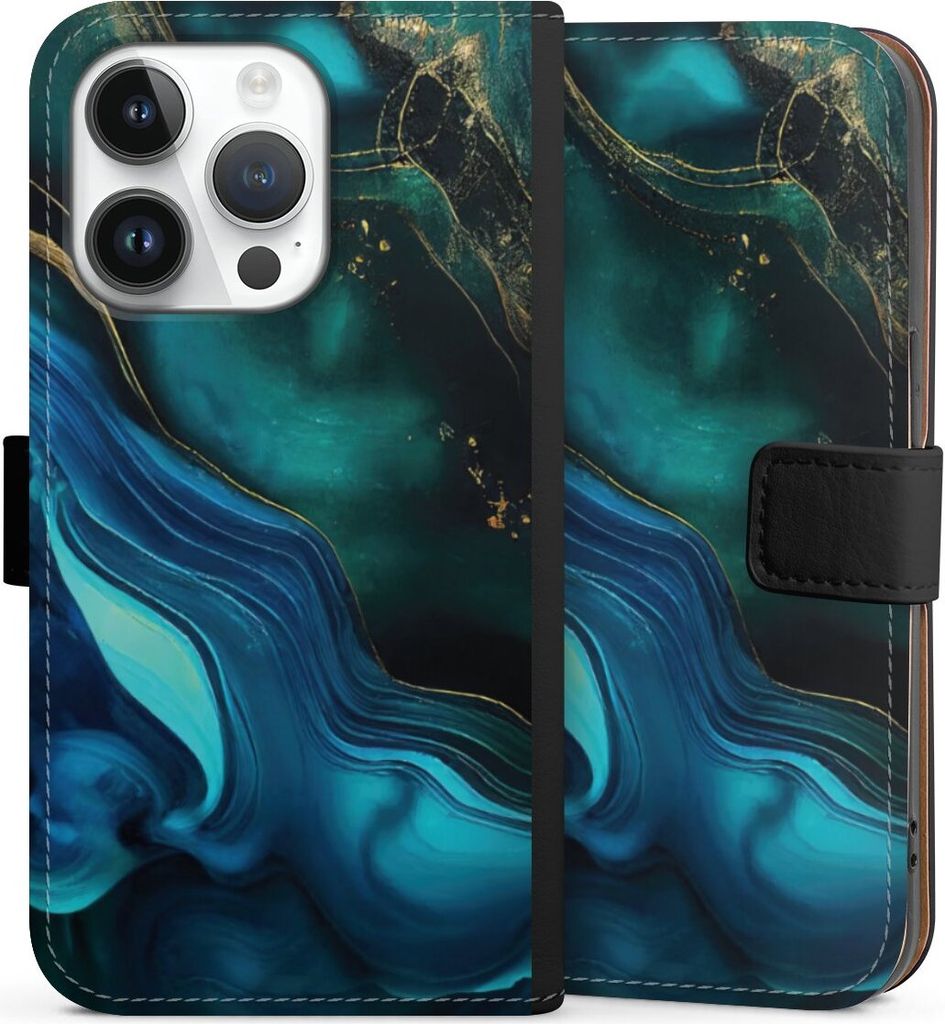 DeinDesign Klapphülle für Apple iPhone 14 Pro Handytasche Lederhülle Tasche Art Farbverlauf Marmor