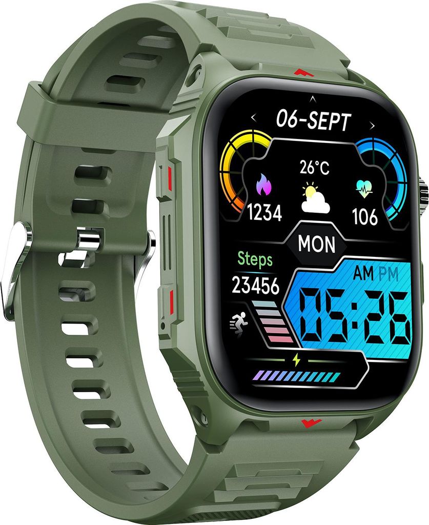 Intelligente Sportuhr für Männer Frauen 100+ Sportmodi 2,01 Zoll hochauflösender Farbbildschirm Grün