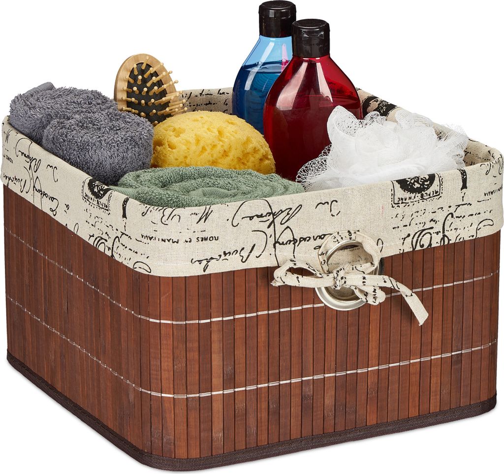 2er Set Aufbewahrungskorb aus Bambus - dekorativer Korb klein - braun - für das Badezimmer