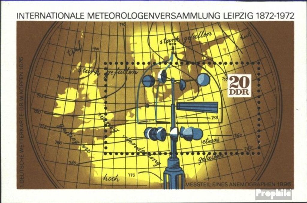 Briefmarken DDR 1972 Mi Block34 Ersttagssonderstempel gestempelt 100 Jahre Meteorologen-Versammlungen / Bl.34/35/36