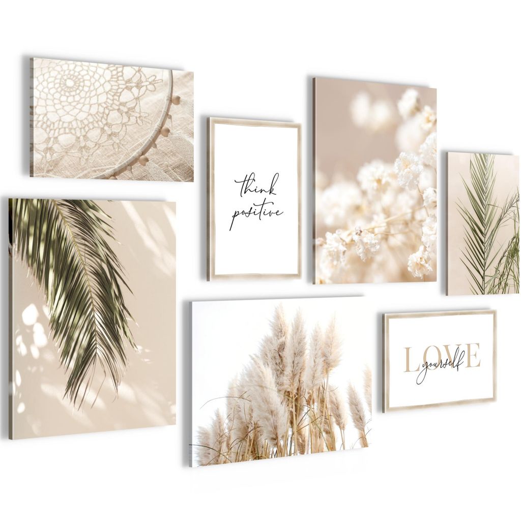 Novart Wandbilder Boho Pampasgras - KOMPLETT AUFHÄNGFERTIG Produktbild 