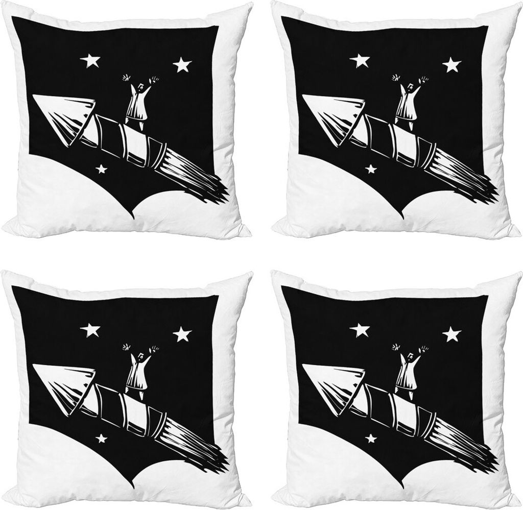 ABAKUHAUS Abenteuer Kissenbezug Set (4 Stück), Feuerwerk-Fahrt Sterne Sky, Moderner Doppelseitiger Digitaldruck, 45 cm x 45 cm, Charcoal Grau und ...