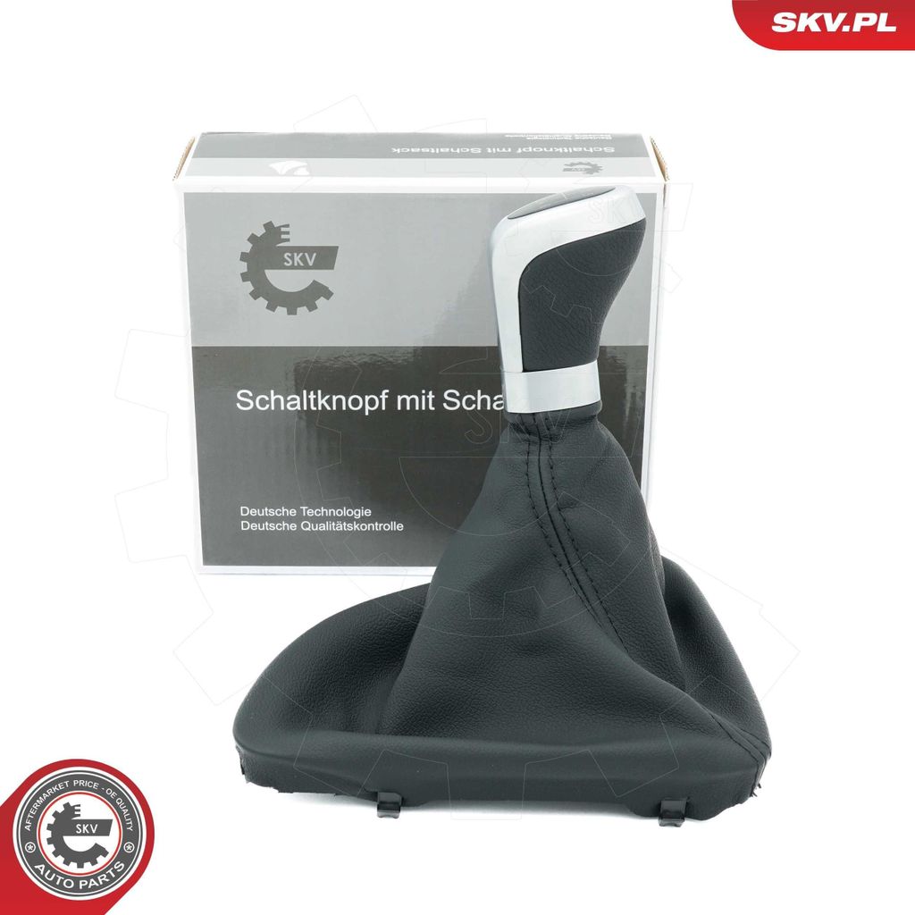 ESEN SKV Schaltknauf Schalthebelknauf Schwarz/Silber Leder 5-Gang für BMW 1 Schrägheck (E87) 1 Schrägheck (E81) 1 Cabrio (E88) 1 Coupe (E82)