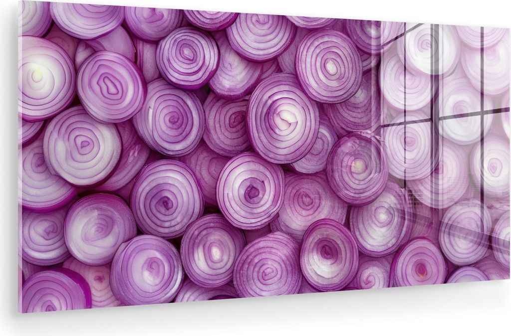 MuchoWow Glasbilder - Bilder auf Wandbild - Foto auf Glas Lila - Zwiebeln - Nahaufnahme 80x40 cm Wanddekoration aus Glas - Acrylglasbild - Acrylbil...