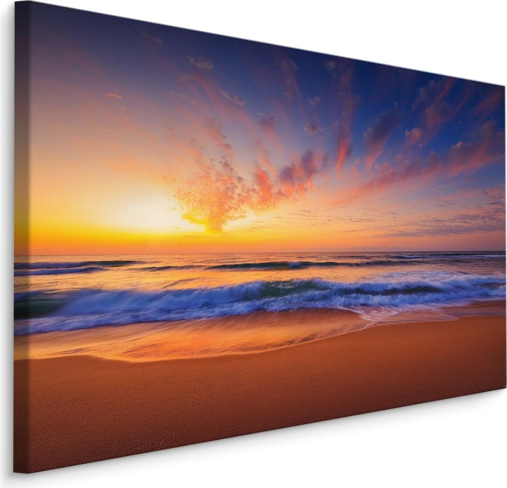 Fabelhafte Canvas LEINWAND BILDER 40x30 cm XXL Kunstdruck Meer Strand Sonne Abend