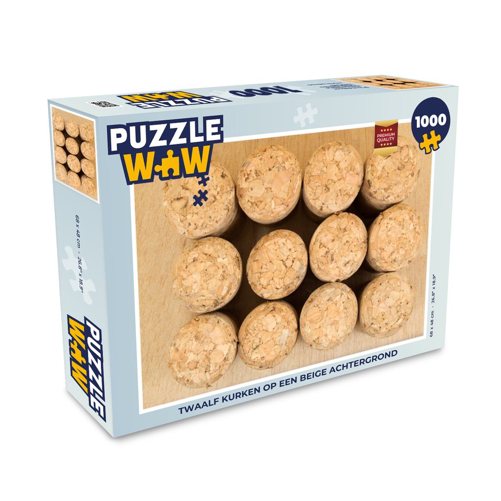 MuchoWow Puzzle 1000 Teile Zwölf Korken auf einem beigen Hintergrund - Erwachsene - Rätsel