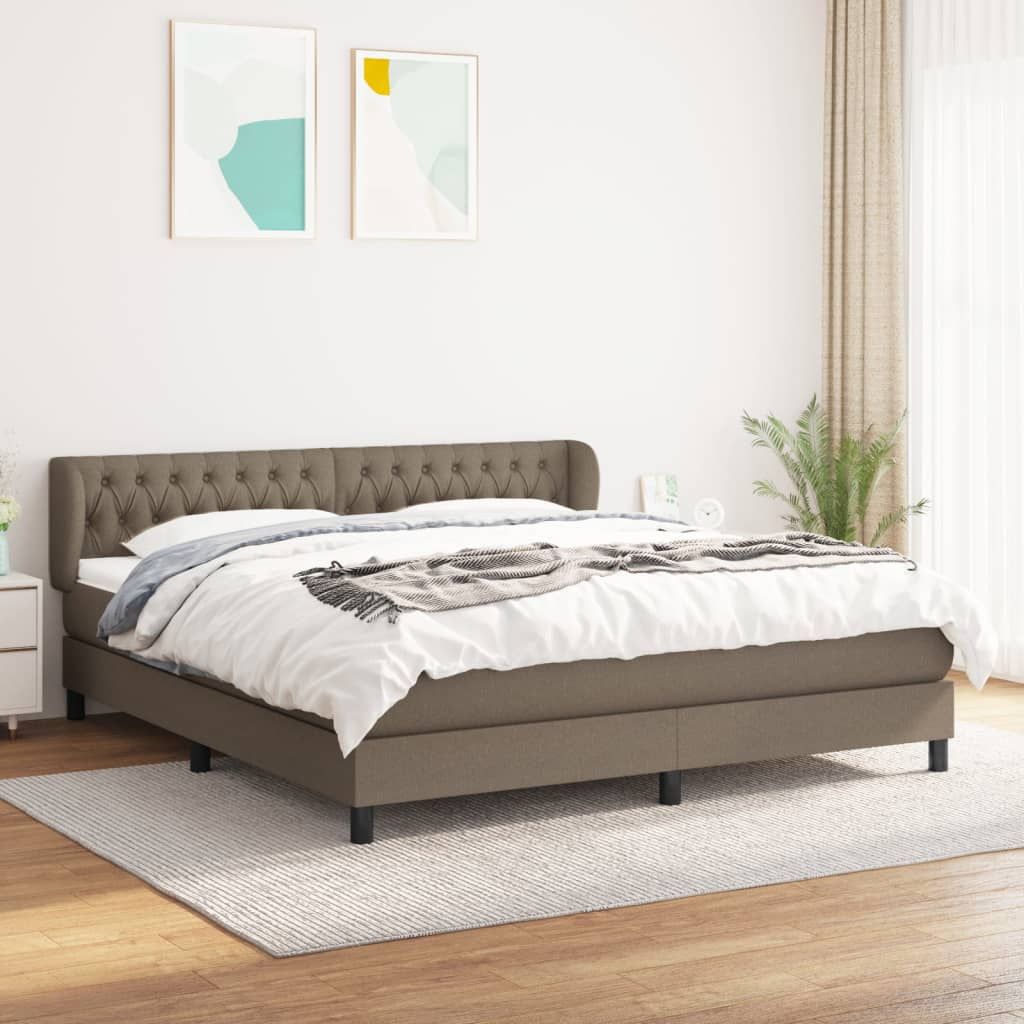 The Living Store Boxspringbett mit Matratze Taupe 180x200 cm Stoff