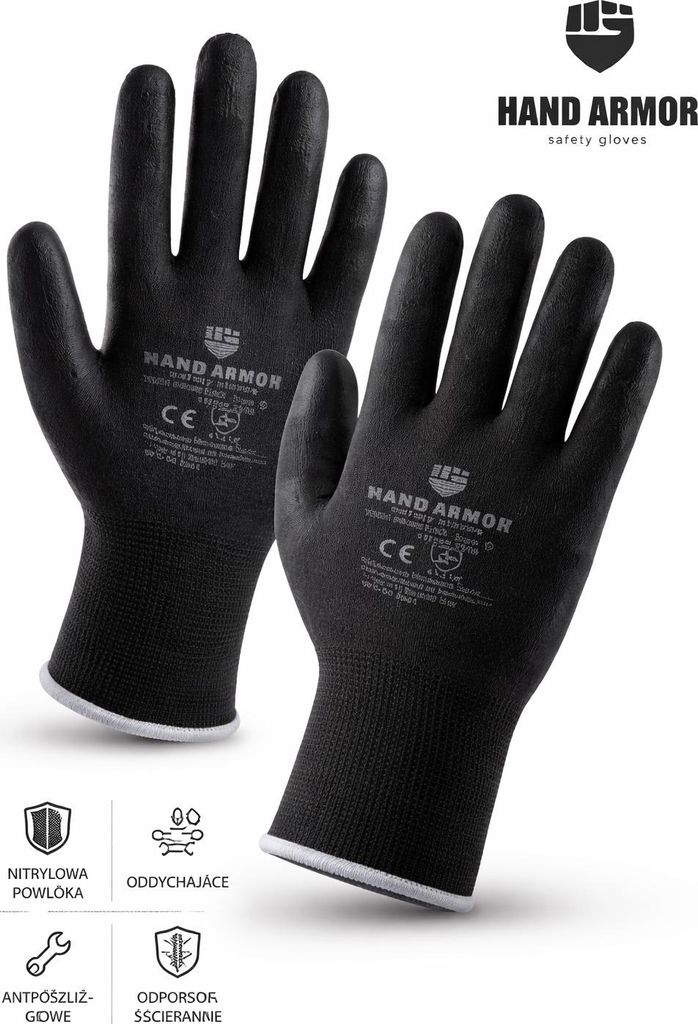 Präzisions-Arbeitshandschuhe mit Polyurethan-Beschichtung, schwarz, Größe 8, 1 Paar