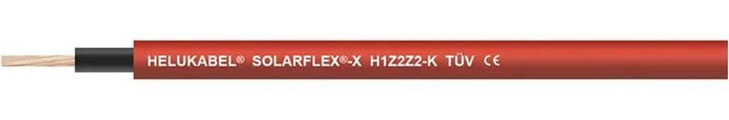 HELU KABEL H1Z2Z2-K rot 1X10mm² AWG8 Leitung für Photovoltaiksysteme AD 6,9mm - 7,7mm Prüfspannung 6500V - 1 Meter