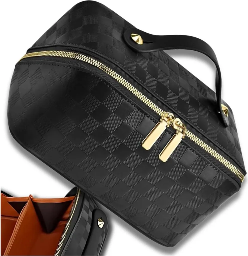 Trousse Trucchi Viaggio Ecopelle Nera 25cm - Organizer Make-up Chic - 3