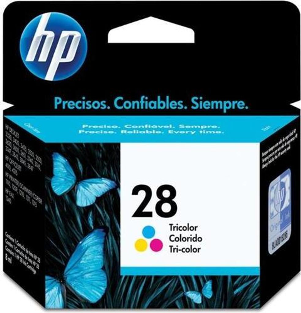 The image shows the packaging of an HP ink cartridge.