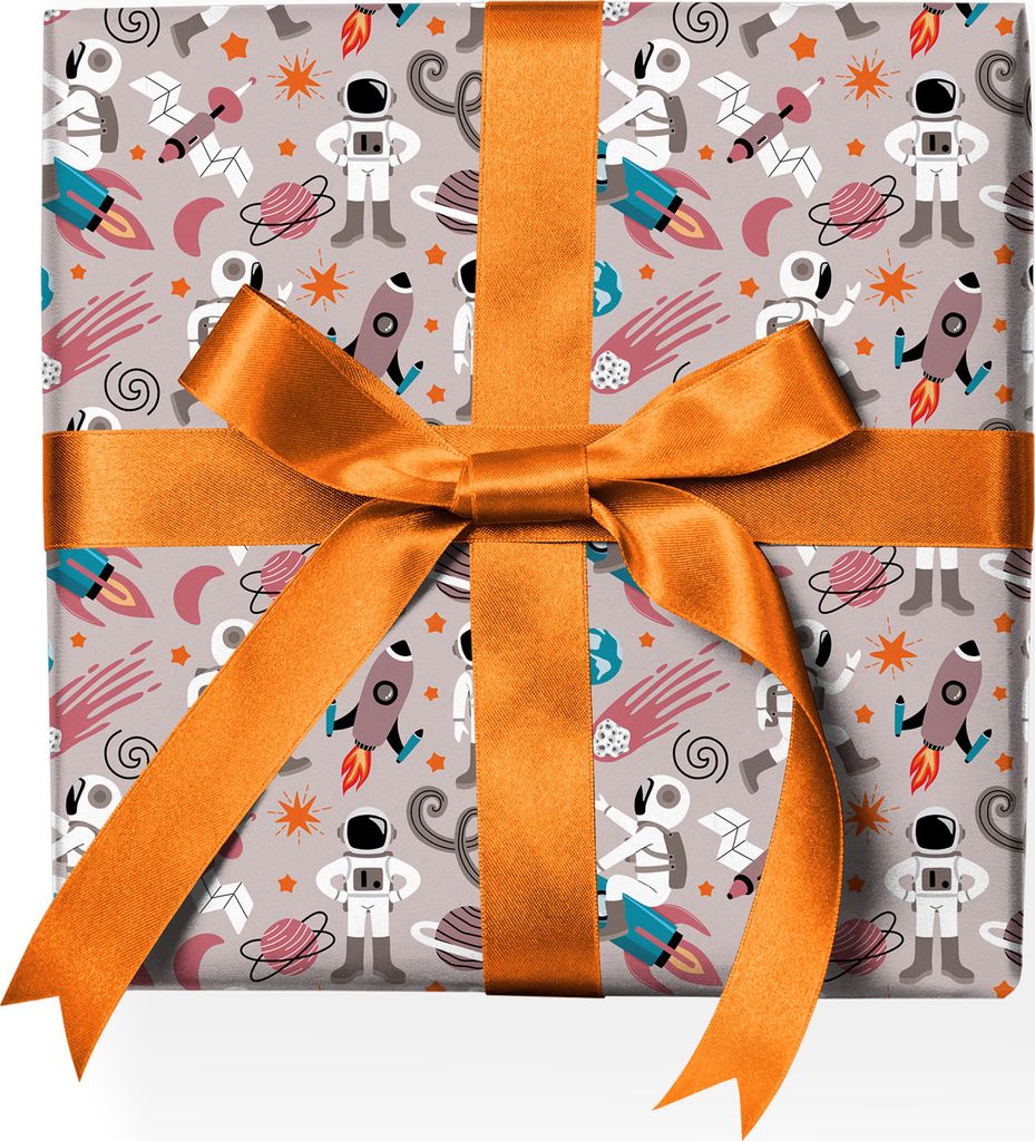 Cooles Weltall Geschenkpapier mit Astronauten & Planeten, Produktbild 
