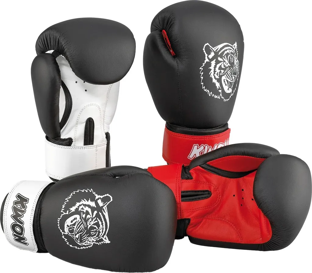 Gants de boxe Kwon Tiger blancs avec fermeture velcro pour enfant