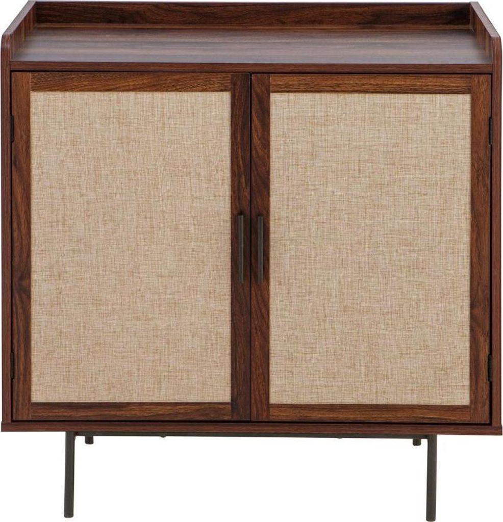 Sideboard mit 2 Türen in Nussbaumoptik und Stofffronten L80 cm - JETSON