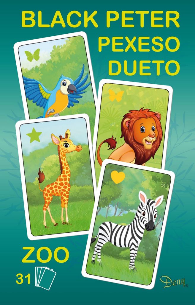 Kartenspiel Schwarzer Peter im Zoo-Design, 31 Karten, ohne Lese- oder Zählkenntnisse spielbar