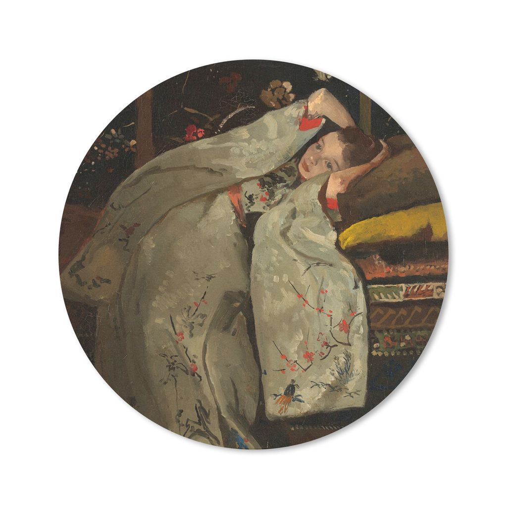 MuchoWow Mauspad Mousepad Mädchen im weißen Kimono - Gemälde von George Hendrik Breitner 50x50 cm - Mousepads - Maus Mat - Pad - Mausunterlage...
