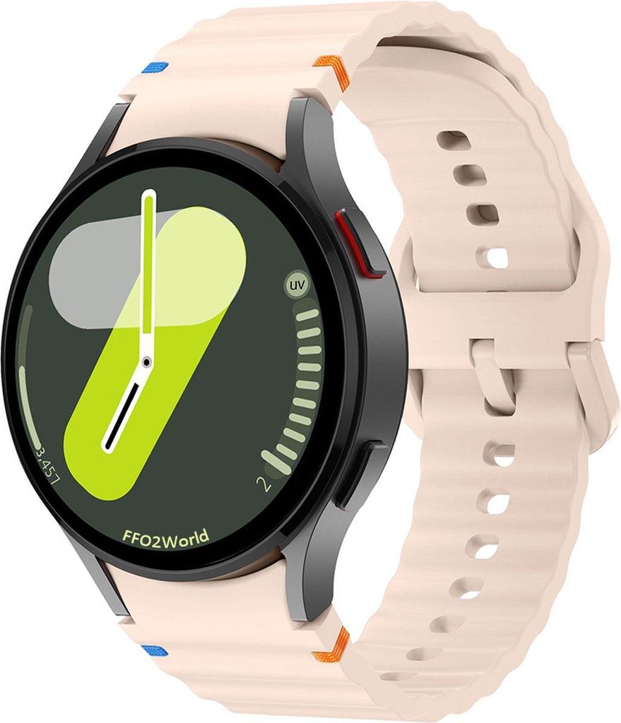 FFO2World Silikon-Armband mit Wellenmuster für Samsung Galaxy Watch 7 (40/44 mm), 6 (Classic), 5 (Pro), 4 (Classic) – Rosa