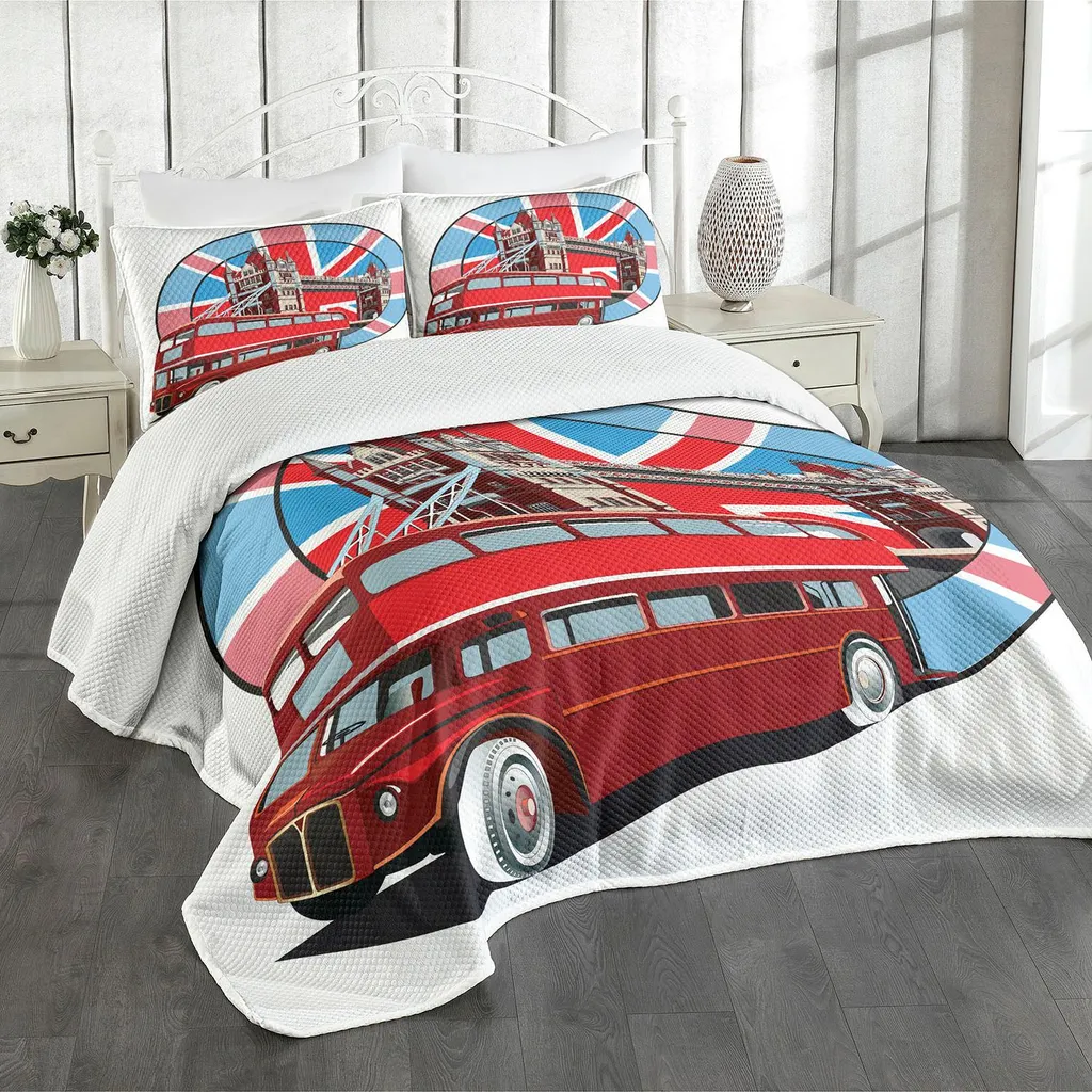 Couvre-lit imprimé Londres en microfibre douce, design Union Jack 220cm