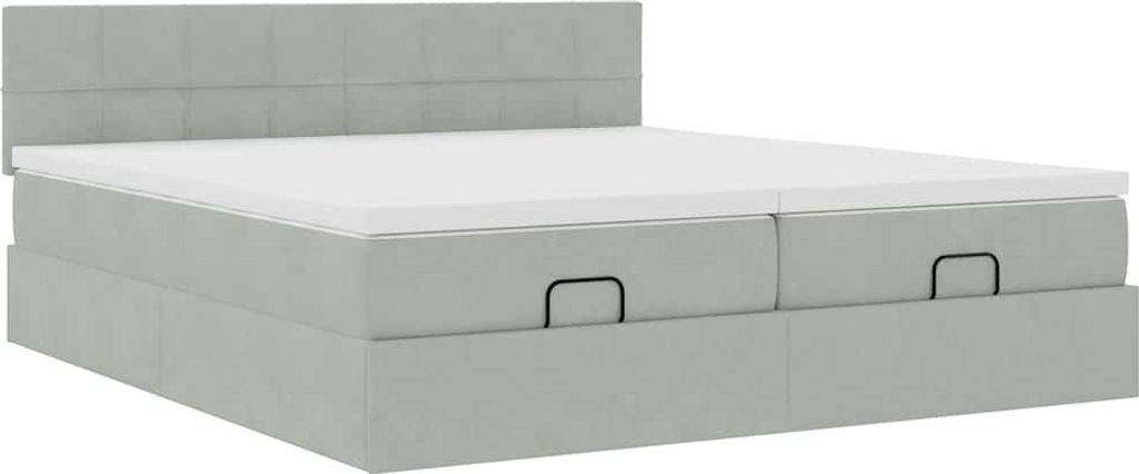 Ottoman-Bett mit Matratzen Hellgrau 160x200 cm Samt