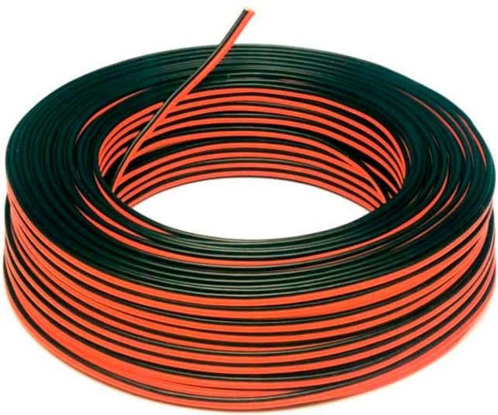 Rolle 100m Elektrokabelschlauch Flach 2x0,5mm² für einfarbige LED-Streifen Schwarz