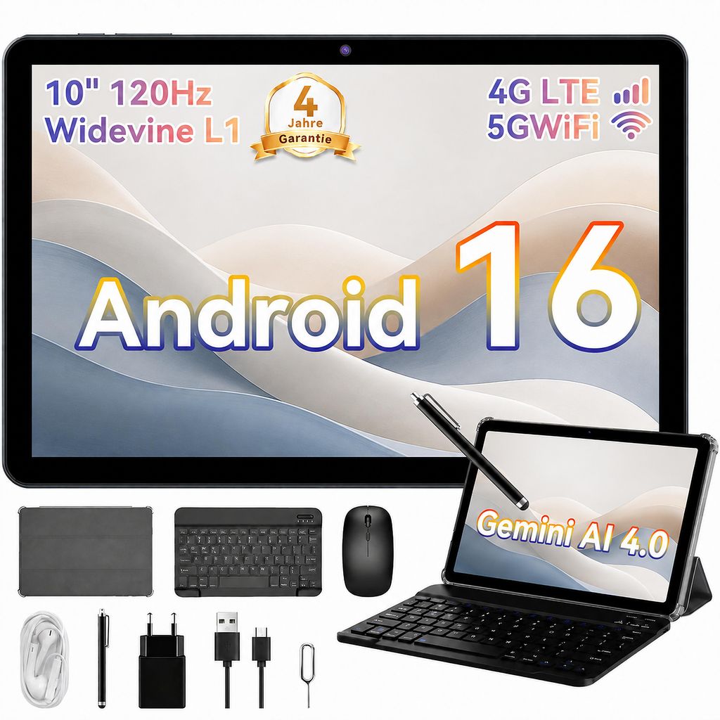 2026 W80 10" 120Hz Tablet, 32+128GB/2TB, Android16, Gemini Produktbild 
