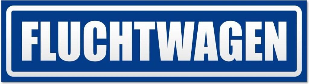 Kiwistar - Autoaufkleber - Verkehrsblau - 45 x 12 cm - Fluchtwagen invertiert - Hinweis Aufkleber Sticker für Auto, Kfz, Fahrrad, PKW, LKW