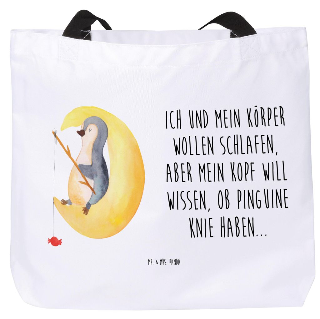 Mr. & Mrs. Panda Tote Bag Pinguin Mond - Weiß - Geschenk, Strandtasche, Unitasche, Angel, schlafen, Tasche, Reisetasche, Schlafzimmer, Schultasche...