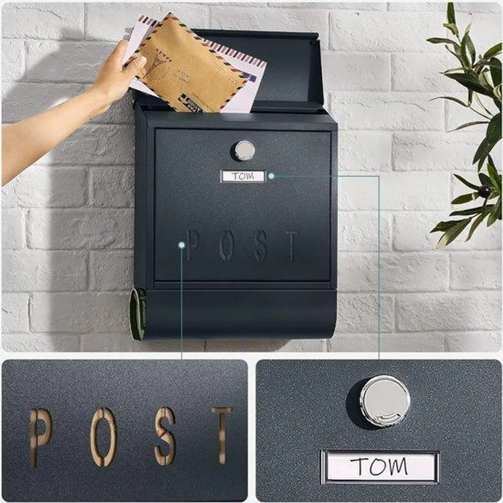Boîte aux lettres GMB021G01 avec serrure en cuivre anthracite - Sécurisée