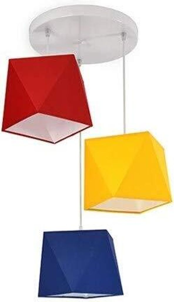 Hängelampe Kinderlampe für Kinderzimmer schöne Hängeleuchte Metall verschiedene Varianten 299-E3D (Rot-Gelb-Dunkelblau)