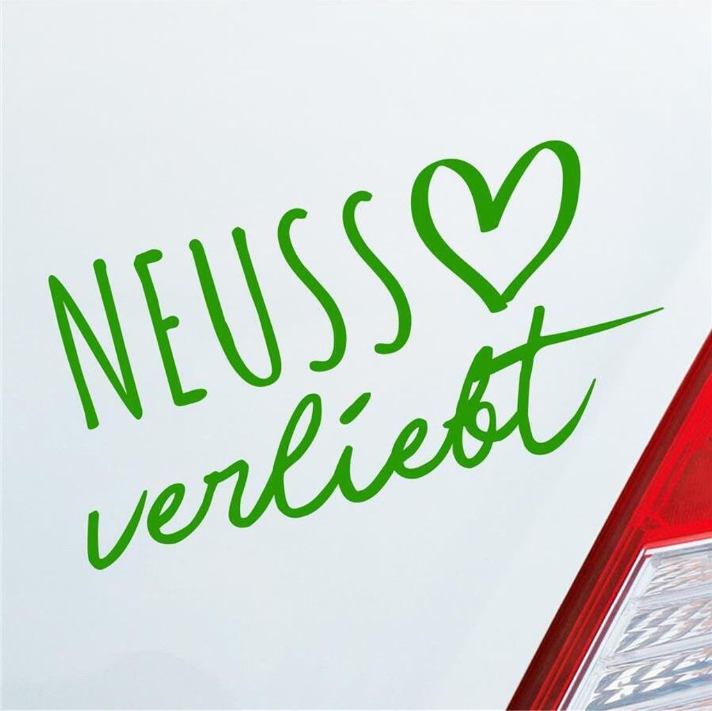 Auto Aufkleber Neuss verliebt Herz Stadt Heimat Liebe Car 19x10 cm Hellgrün Sticker Heckscheibenaufkleber