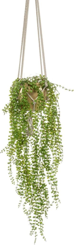 artplants.de Kunst Kletterfeige Blumenampel Amador, Keramiktopf Gold, grün, 100cm - Künstliche hängende Pflanze