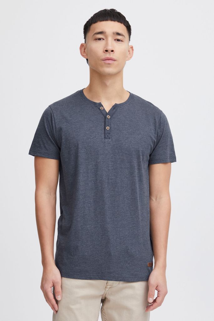 SOLID SDVolker Herren T-Shirt Kurzarm Shirt mit Grandad-Ausschnitt und Knopfleiste Baumwollmischung Regular fit