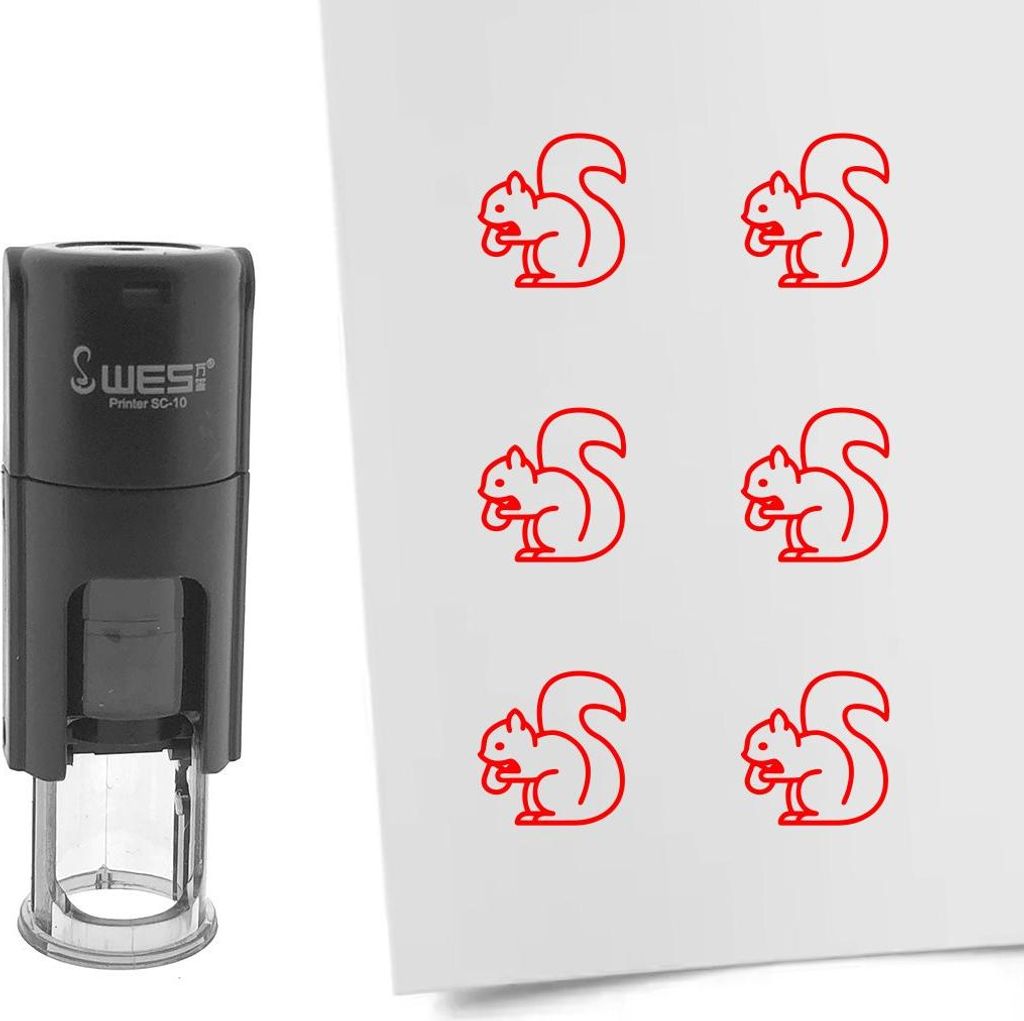 CombiCraft Selbstfärbender Stempel 'Eichhörnchen' in der Farbe Rot, Ø10mm