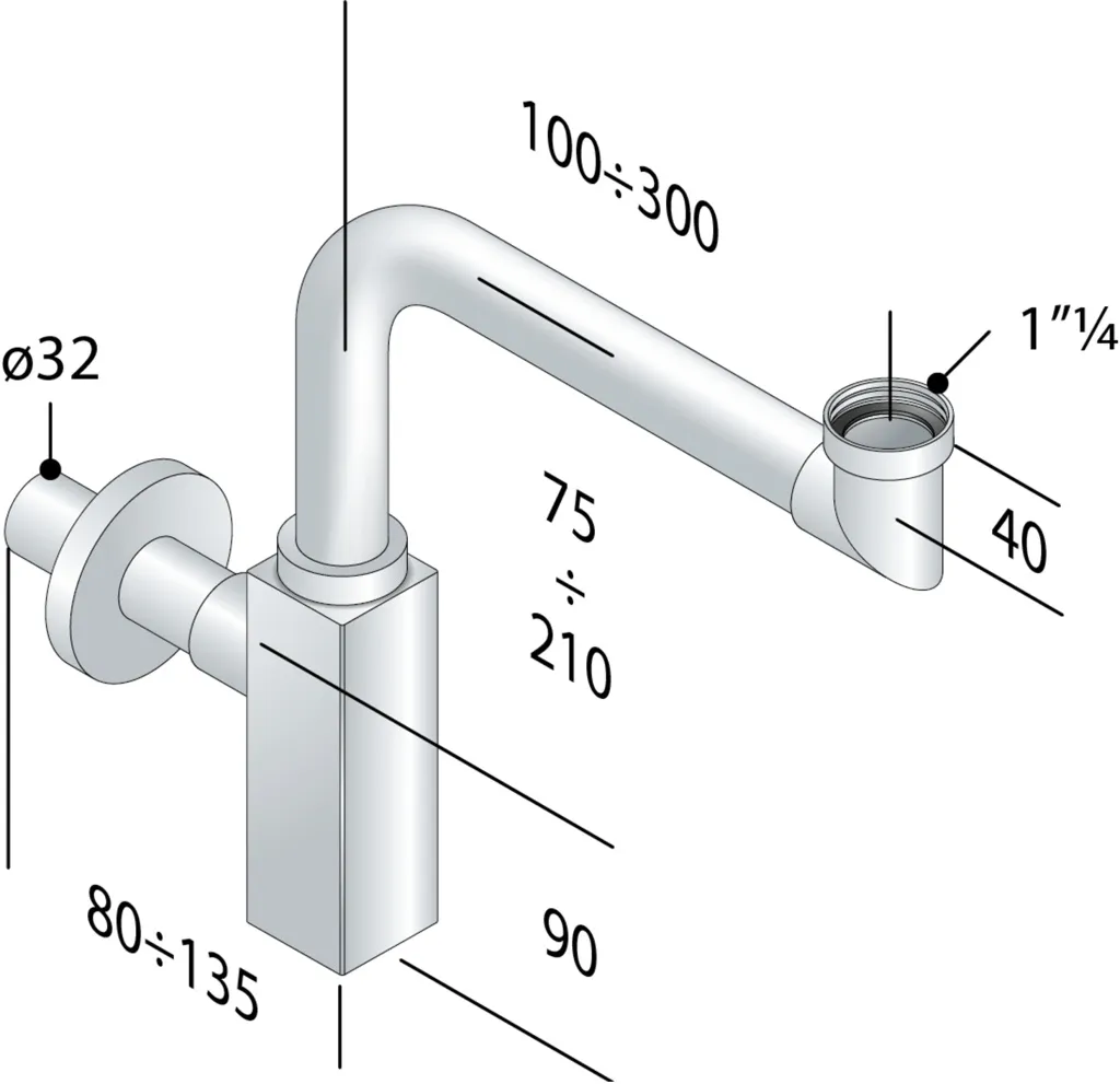 Sapho Omp Tea Quasar Siphon de Lavabo Gain de Place Chromé 811.215.5.K