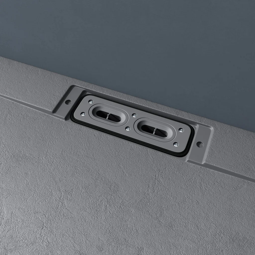 Receveur de douche antidérapant gris 100x80 Solid Surface avec bonde