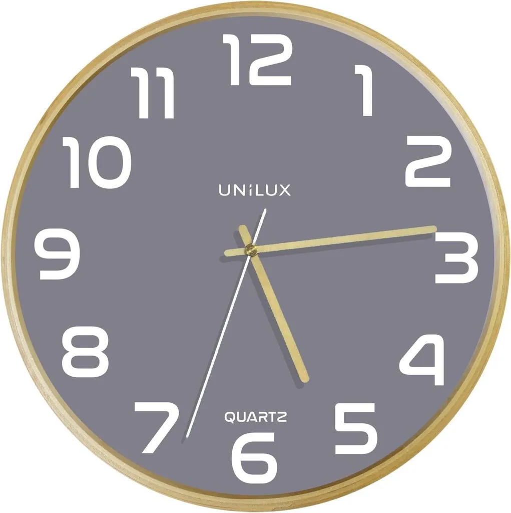 Horloge murale lisible Baltic UNiLUX Quartz Ø31,5 cm en hêtre sans bruit