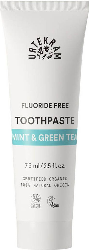 Urtekram Tandpasta munt/groene thee (75 ml) Productafbeelding 