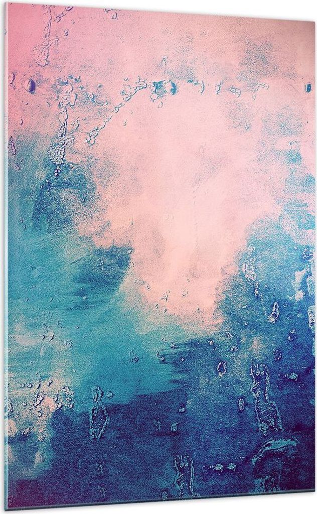 Bilder auf glas - Einteilig - Abstraktion Rosa Blau - 70x100cm - Glasbilder - Wandbilder - Bilder - zum Aufhängen bereit - Wanddekoration aus Glas...