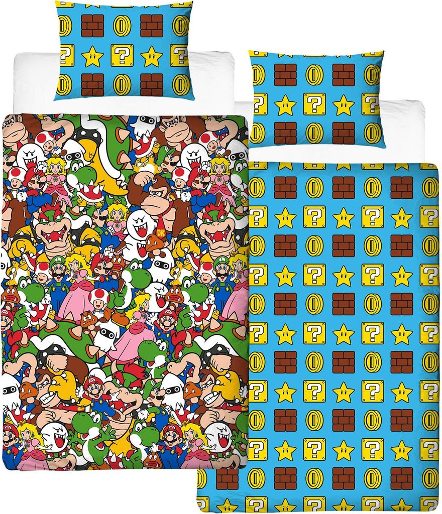 Nintendo - ́Super Mario ́ Bettwäsche, wendbar TC264 (Einzelbett) (Bunt)