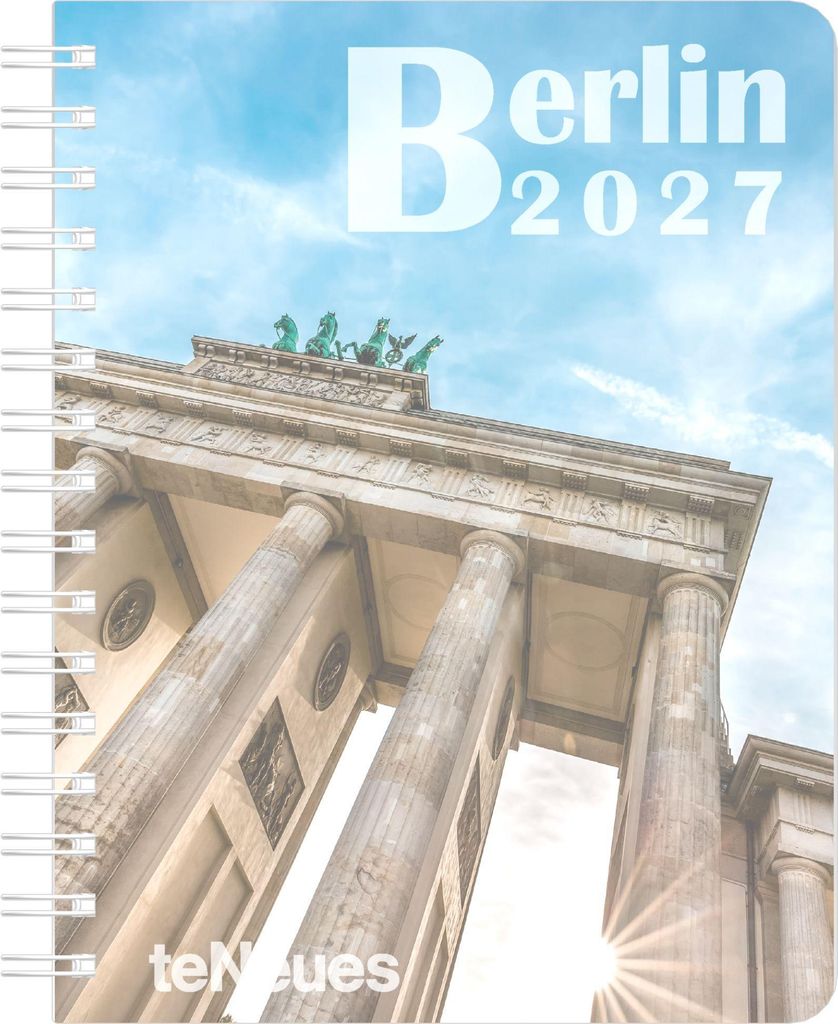 Buchkalender 2027 Berlin Diary, 17x22 cm, Wochenkalender, schmutzabweisend, 6-sprachig, Spiralbindung, Berlin-Motive