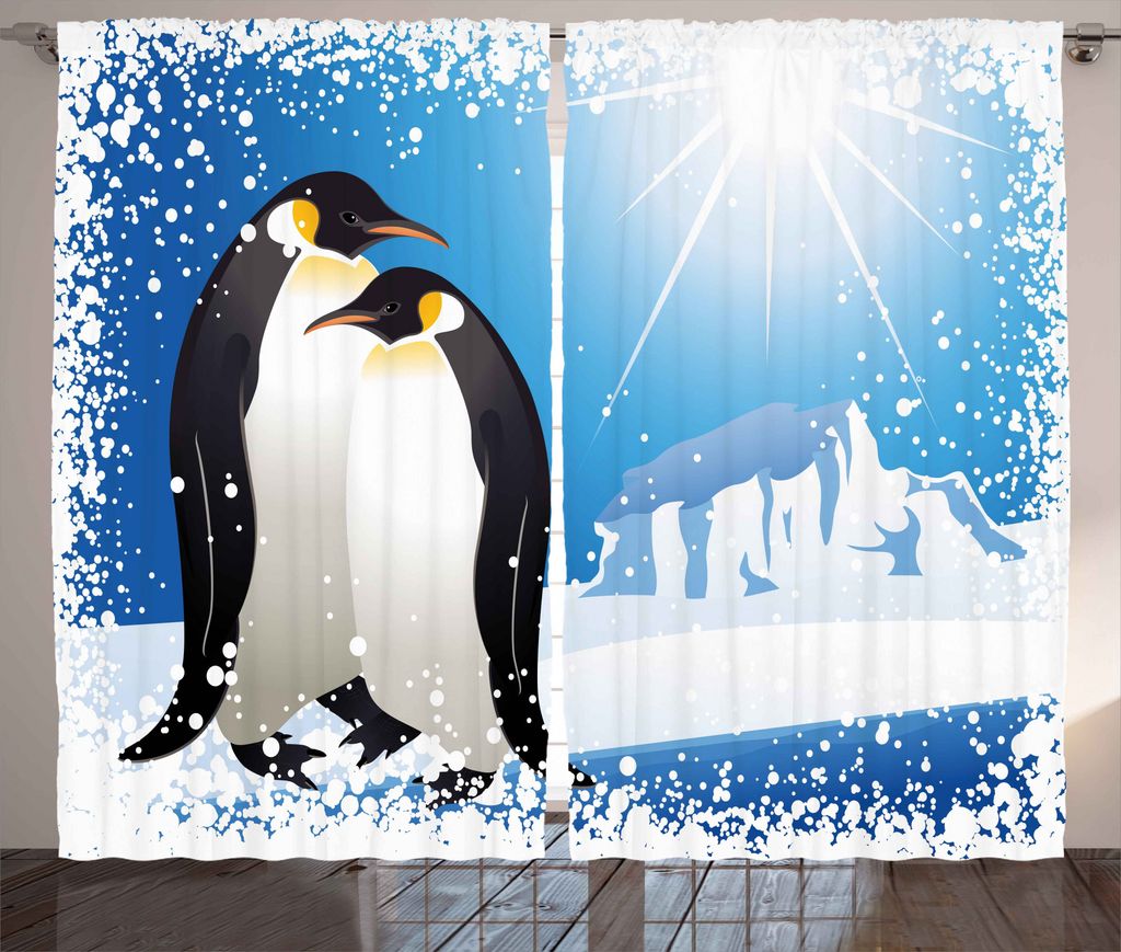 ABAKUHAUS Winter Rustikaler Vorhang, Snowy-Gefrorene Kinderjahreszeit, Wohnzimmer Universalband Gardinen mit Schlaufen und Haken, 280 x 225 cm, Him...
