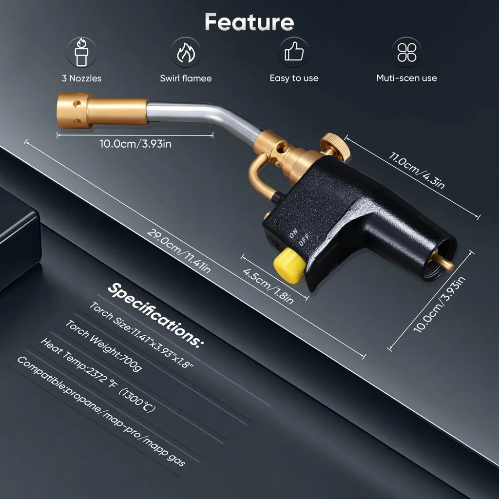Brûleur MAPP 3500°F haute performance à buses interchangeables en acier - 4