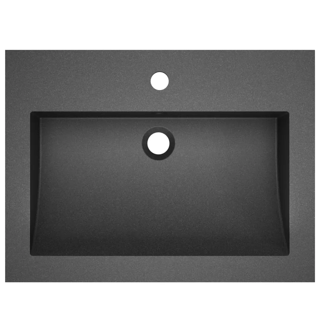 Vasque noire en pierre de granit résistante 600x450 mm finition mate chic - 11