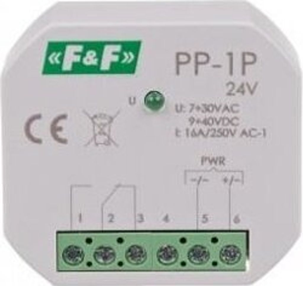 Elektromagnetisches Relais 1P 16A 7-30V AC/9-40V DC PP-1P-24V